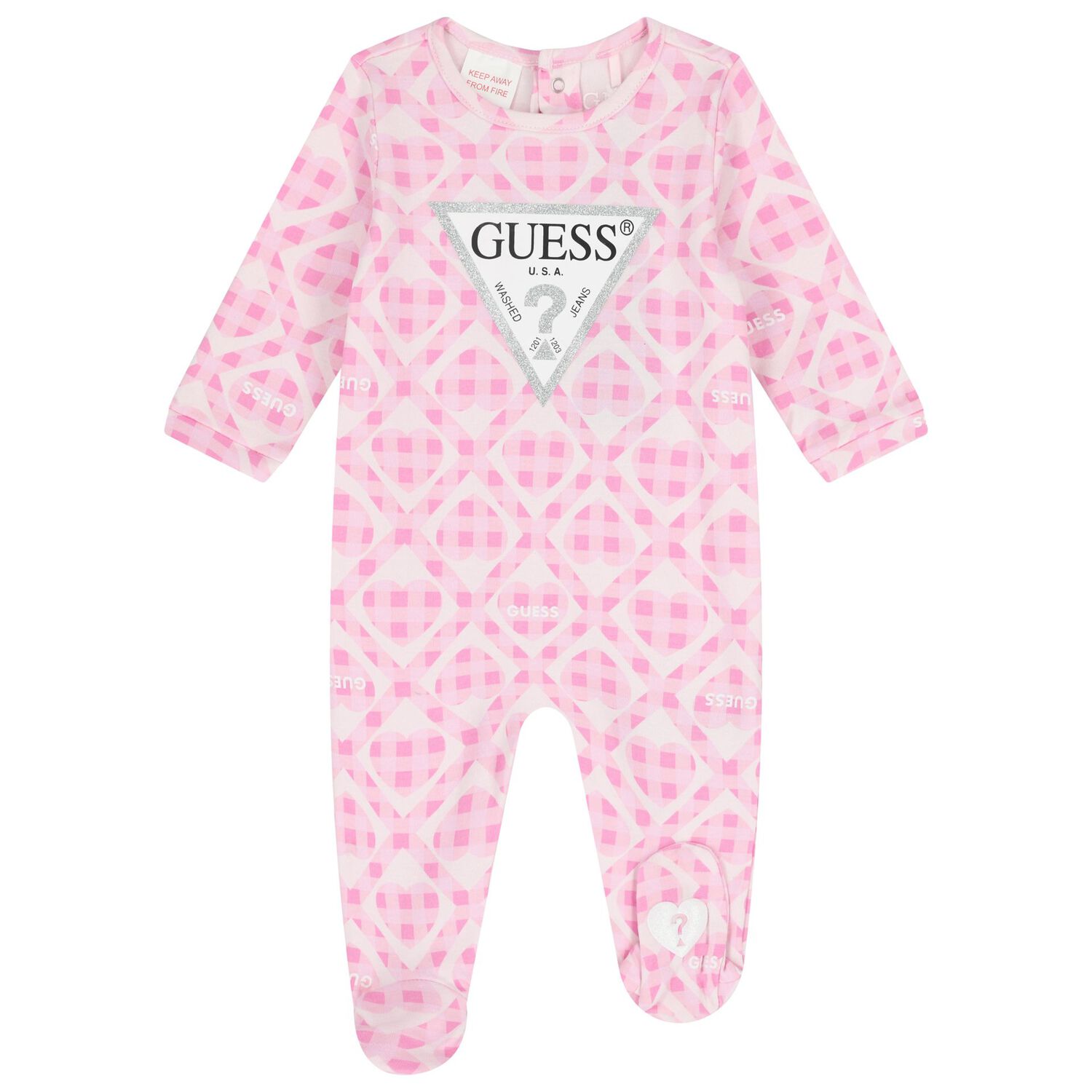 Baby Girls Pink Logo Babygrow, 1, hi-res
