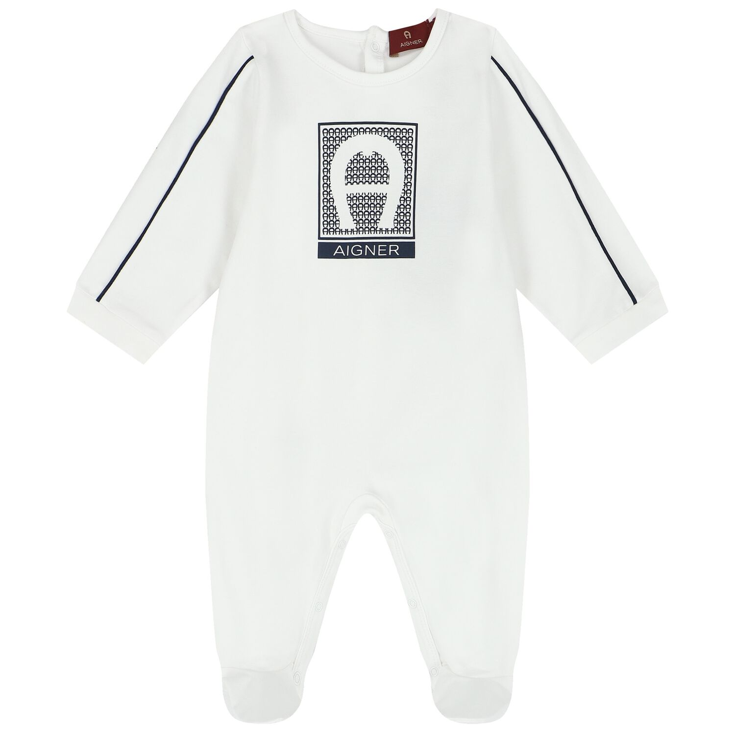 Baby Boys White Logo Babygrow, 1, hi-res image number null