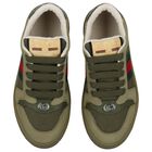 Green Web Striped Logo Trainers, 1, hi-res