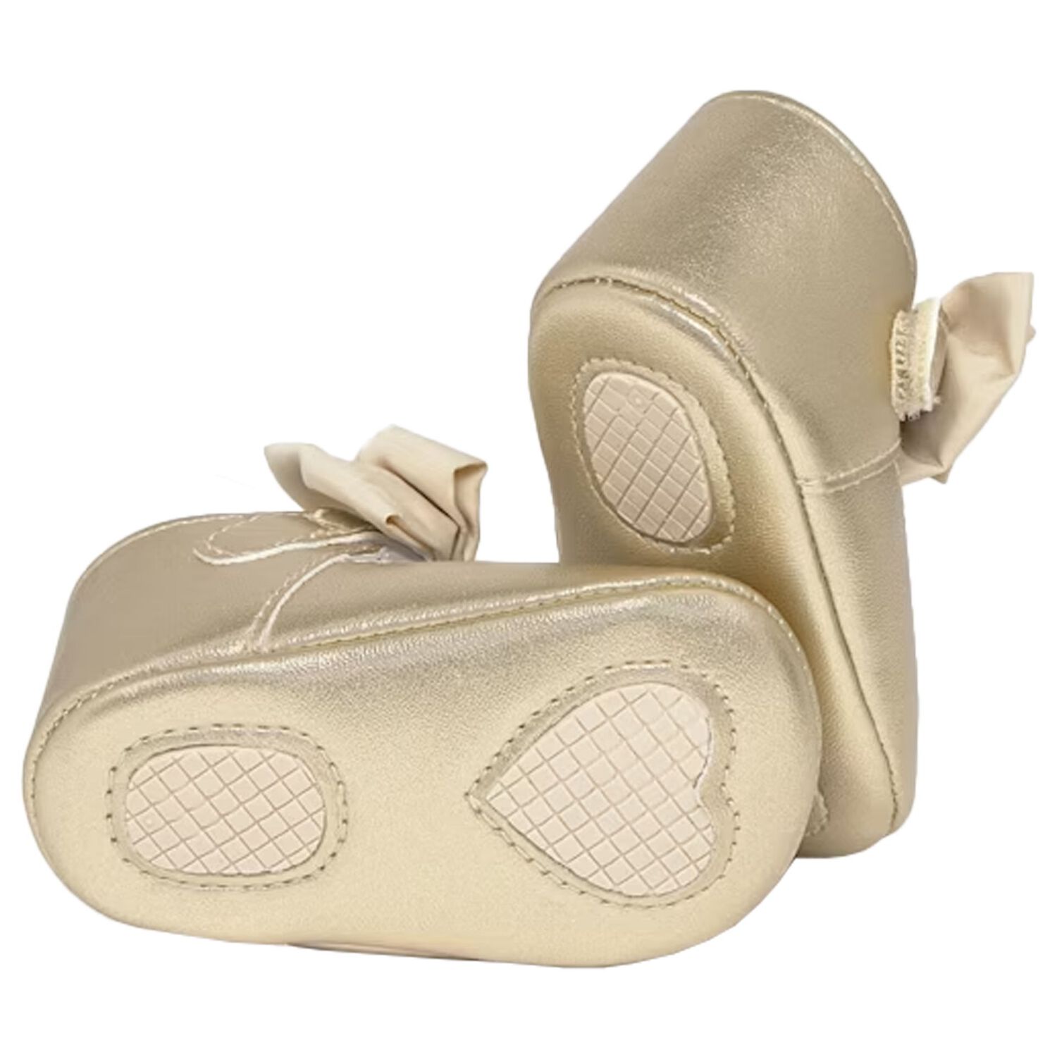Baby Girls Gold Bow Pre Walker Shoes, 1, hi-res