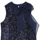 Girls Navy Blue Bow Sequin Skirt Set, 1, hi-res