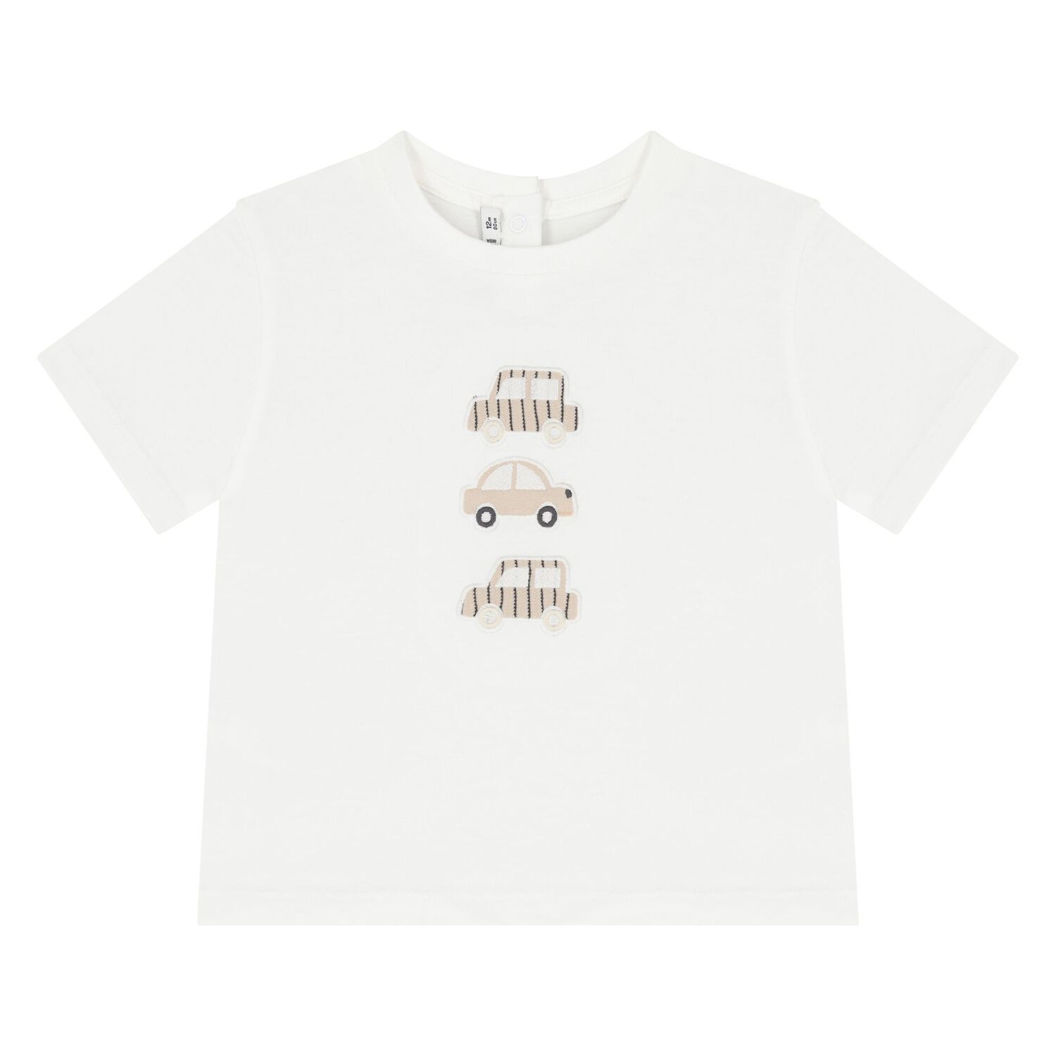 Younger Boys White & Beige Shorts Set, 1, hi-res