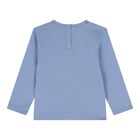 Baby Boys Blue Teddy Bear Logo Long Sleeve Top, 1, hi-res