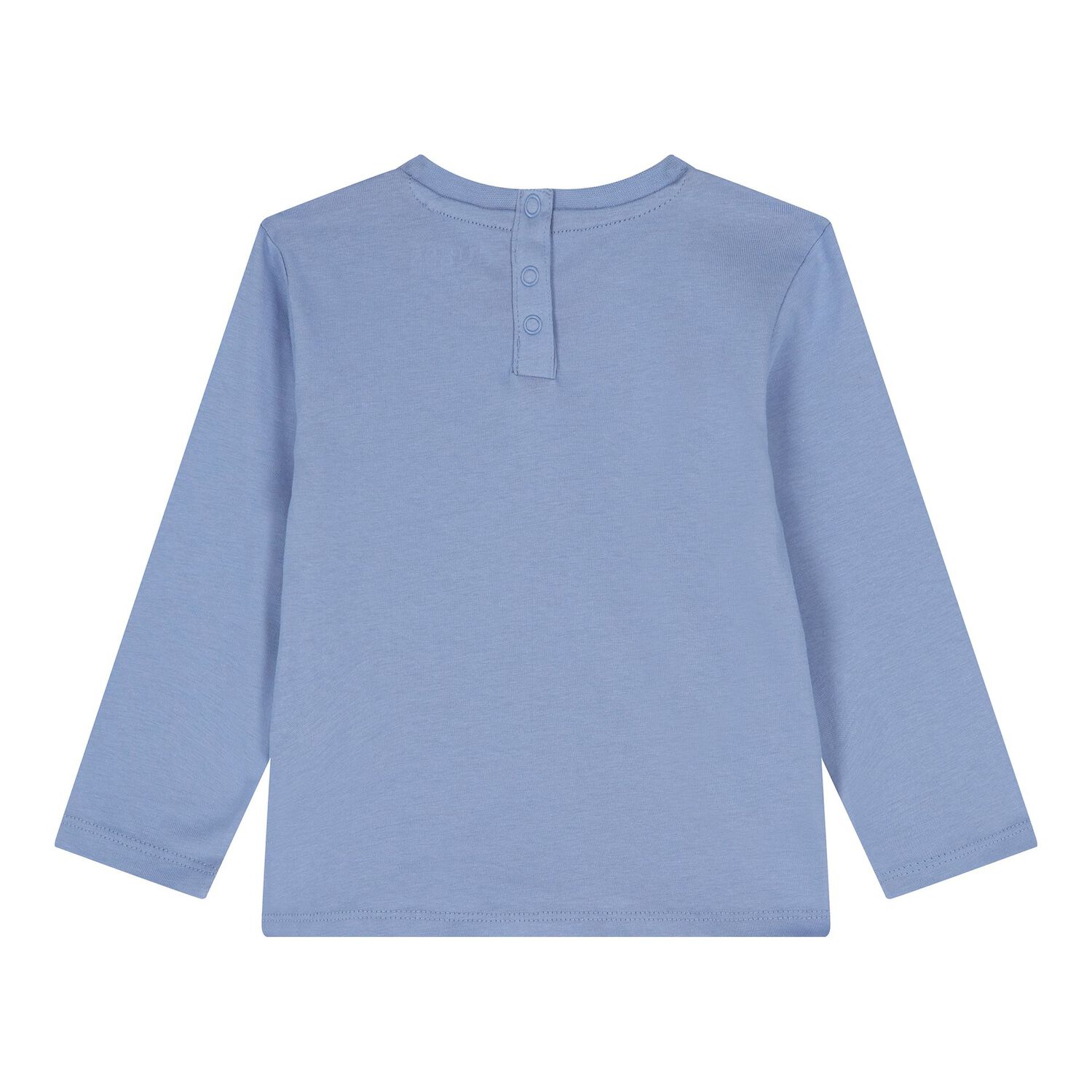 Baby Boys Blue Teddy Bear Logo Long Sleeve Top, 1, hi-res