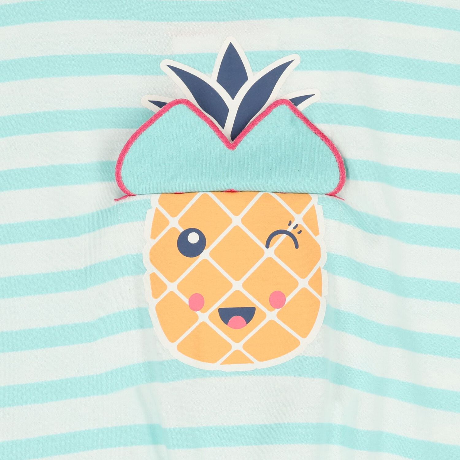 Girls White & Green Striped T-Shirt, 1, hi-res