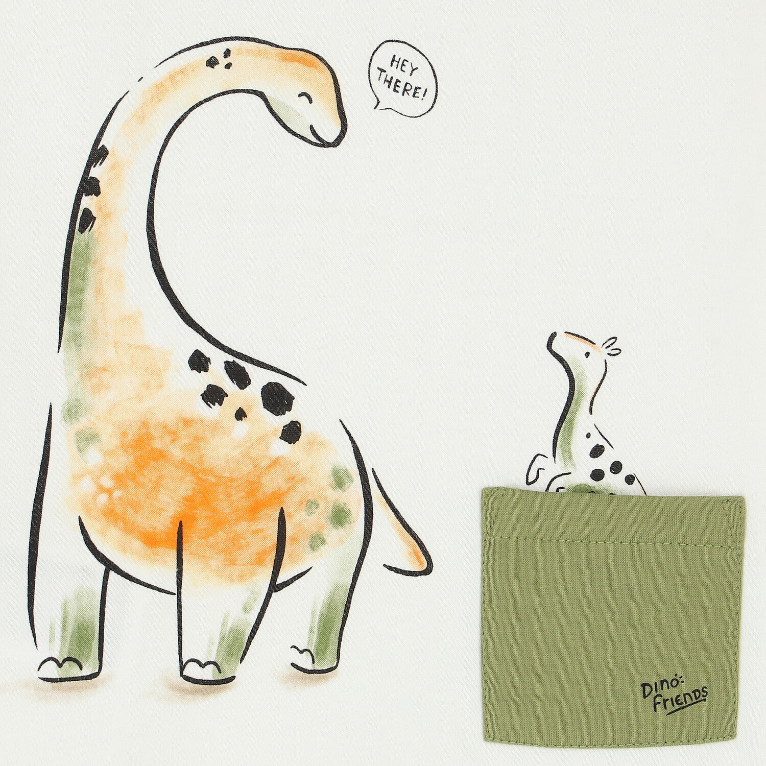 Younger Boys White Dinosaur T-Shirt, 1, hi-res