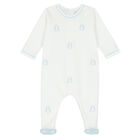 Baby Boys White & Blue Babygrow, 1, hi-res