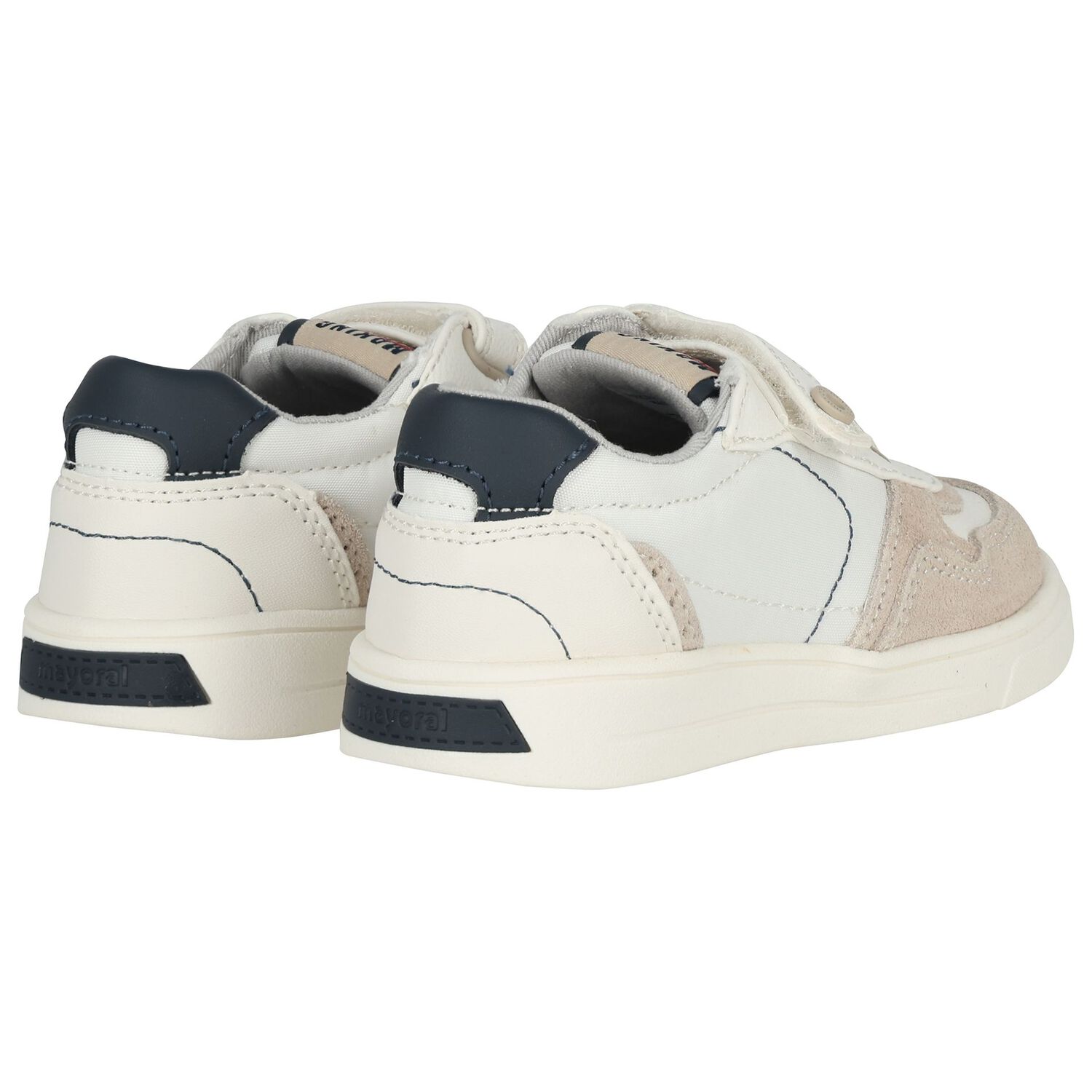 Younger Boys White & Beige Trainers, 1, hi-res