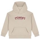 Boys Beige Logo Hooded Top, 1, hi-res