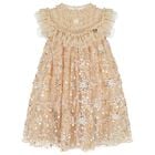 Girls Gold Embellished Tulle Dress, 1, hi-res