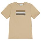 Boys Beige Logo T-Shirt, 2, hi-res