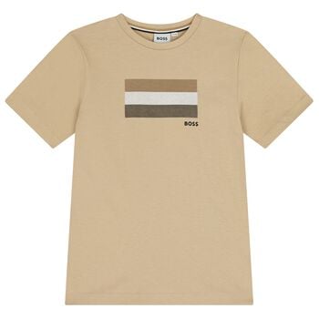 Boys Beige Logo T-Shirt