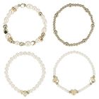 Girls White & Gold Beaded Bracelets (4 Pack), 2, hi-res
