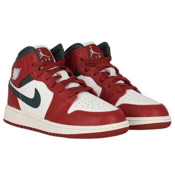 Red, Green & White Air Jordan 1 Mid Trainers