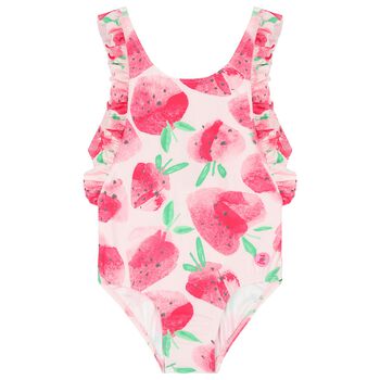 Girls Pink Strawberry Swimsuit