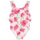 Girls Pink Strawberry Swimsuit, 1, hi-res