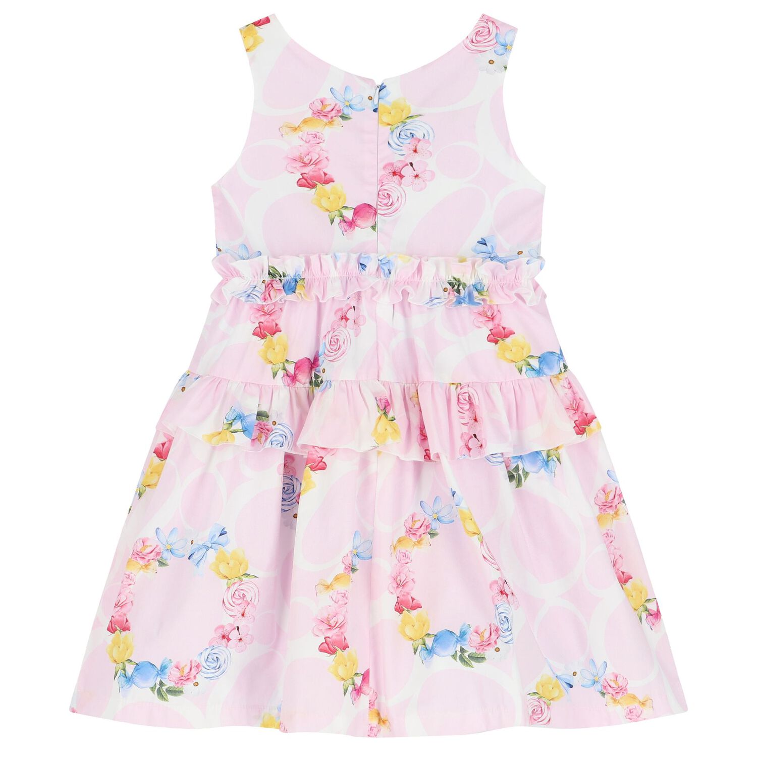 Girls Pink Ruffled Floral Dress, 1, hi-res image number null