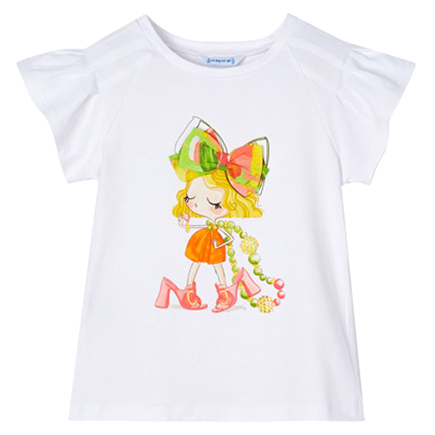 Girls White Doll T-Shirt, 1, hi-res