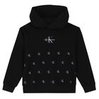 Boys Black Logo Hooded Top, 1, hi-res