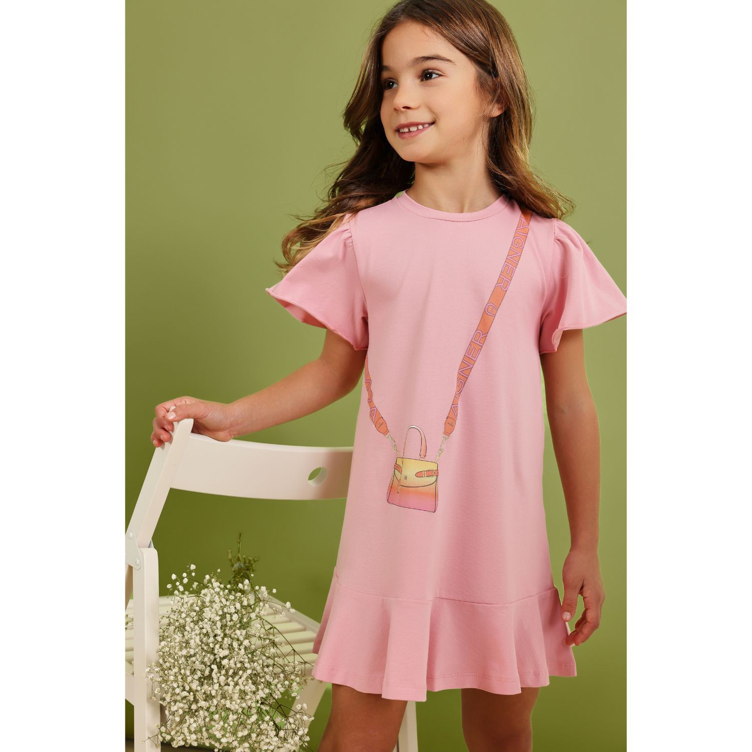 Younger Girls Pink Bag Dress, 3, hi-res image number null