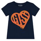Girls Navy Blue Logo T-Shirt, 2, hi-res