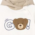 Younger Boys Ivory & Beige Teddy Bear Hooded Top, 1, hi-res