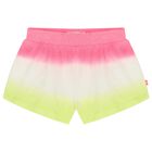 Girls Neon Pink & Neon Yellow Ombre Shorts, 1, hi-res