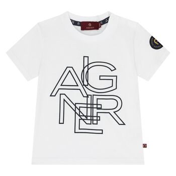 Younger Boys White Logo T-Shirt