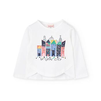 Girls White Building Long Sleeve Top