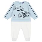 Baby Boys Blue & White Logo Babygrow, 1, hi-res