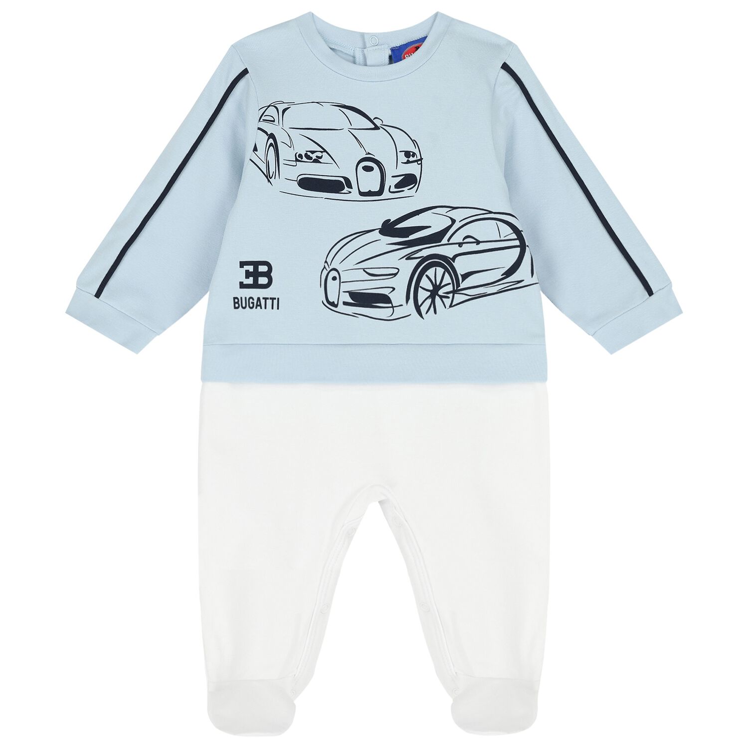 Baby Boys Blue & White Logo Babygrow, 1, hi-res