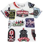 Boys White Logo T-Shirt, 1, hi-res