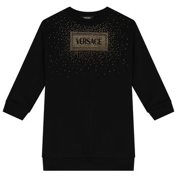 Girls Black & Gold Logo Sweatshirt Dress