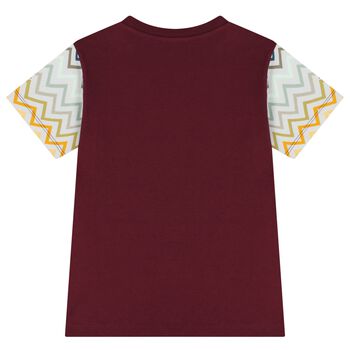 Boys Burgundy Zig Zag Logo T-Shirt