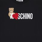 Girls Black Teddy Bear Logo T-Shirt, 4, hi-res