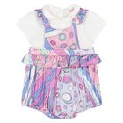 Baby Girls White & Pink Fontane Romper, 1, hi-res