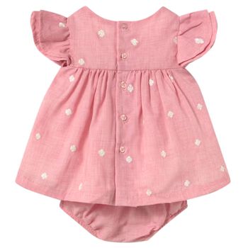 Baby Girls Pink Embroidered Floral Dress Set