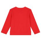 Girls Red Pearl Cardigan, 2, hi-res