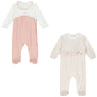 Baby Girls Pink & Ivory Babygrows ( 2-Pack ), 1, hi-res