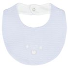 Baby Boys Blue Embroidered Bib, 1, hi-res
