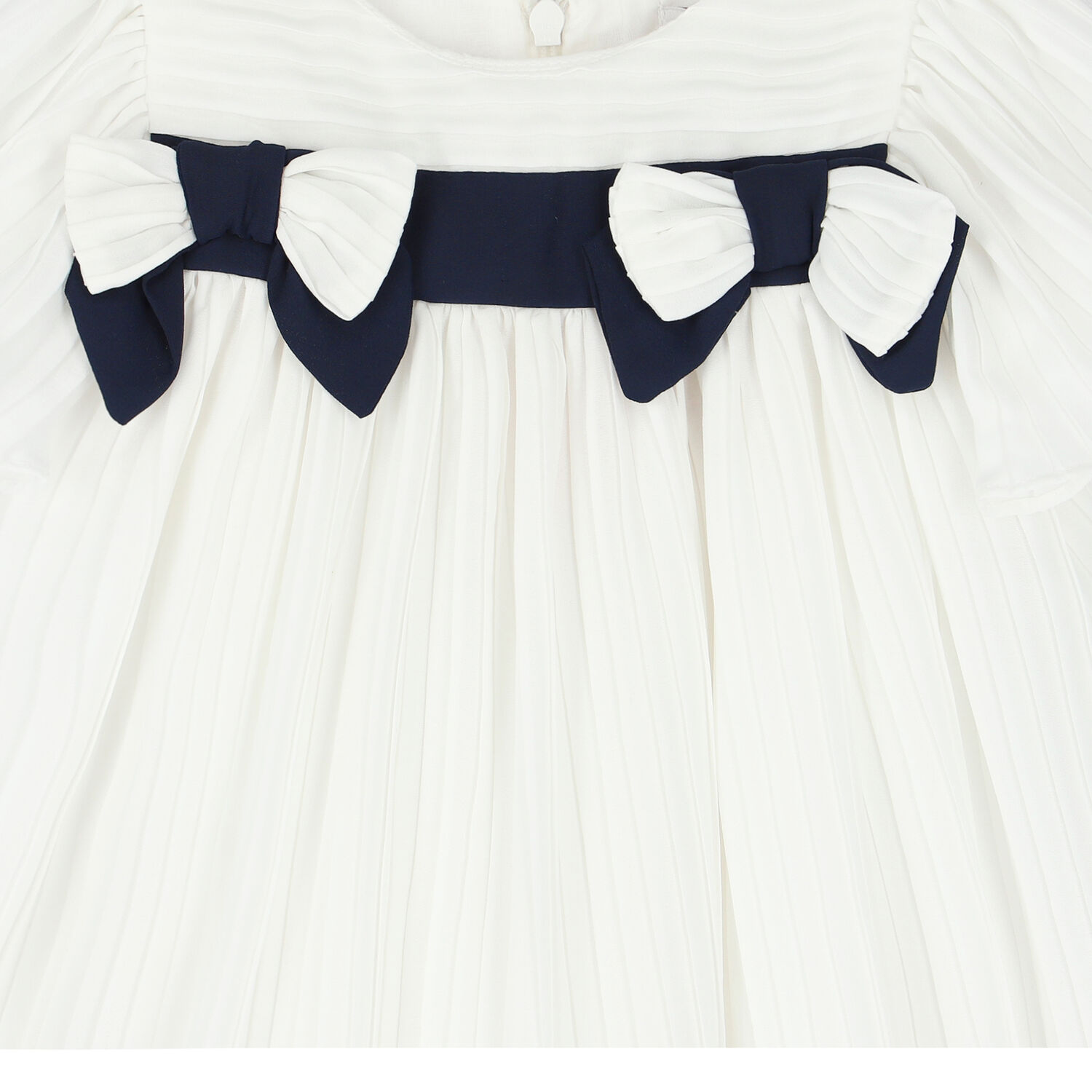 Younger Girls White Pleated Chiffon Dress, 1, hi-res