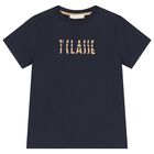 Boys Navy Blue Logo T-Shirt, 1, hi-res