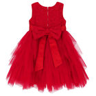 Girls Red Bow Tulle Dress, 1, hi-res