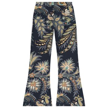 Girls Navy Blue Floral Leggings