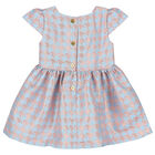 Baby Girls Blue & Rose Gold Houndstooth Dress, 1, hi-res