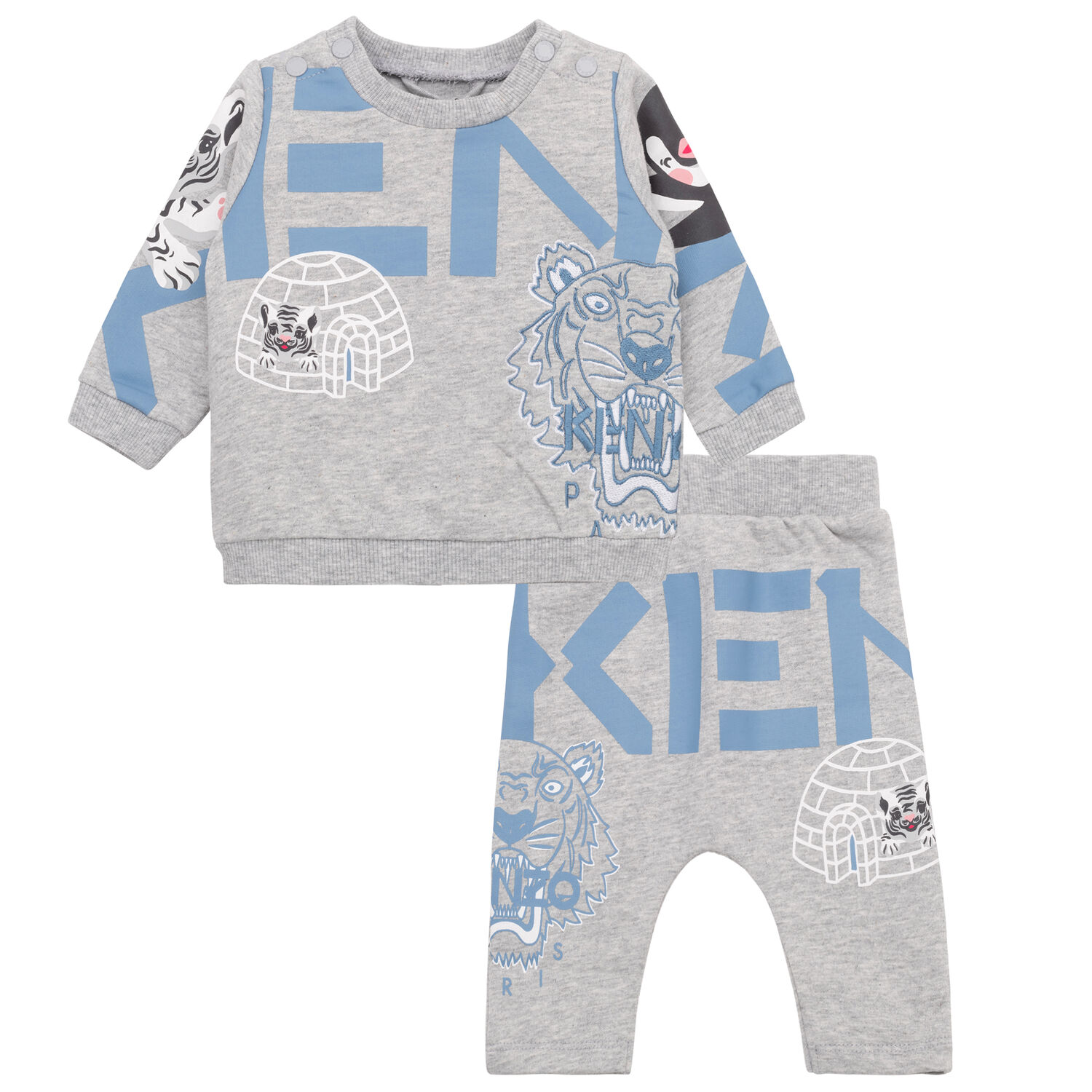 Baby Boys Grey Logo Tracksuit, 1, hi-res