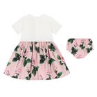 Baby Girls White & Pink Rose Dress Set, 1, hi-res