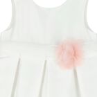 Younger Girls White Flower Satin Dress, 1, hi-res