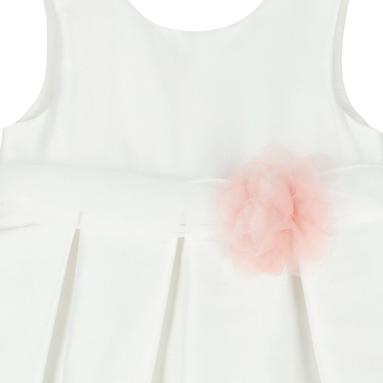 Younger Girls White Flower Satin Dress, 1, hi-res image number null