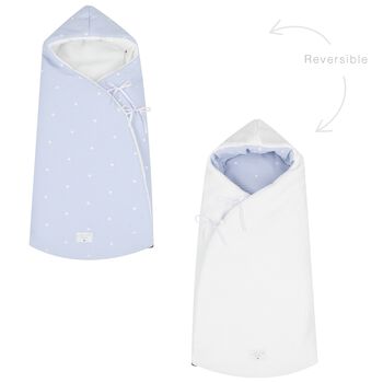 Blue & White Hooded Reversible Baby Nest